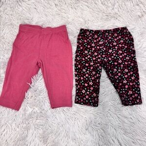 Floral and Solid Pink Kids Bottoms set